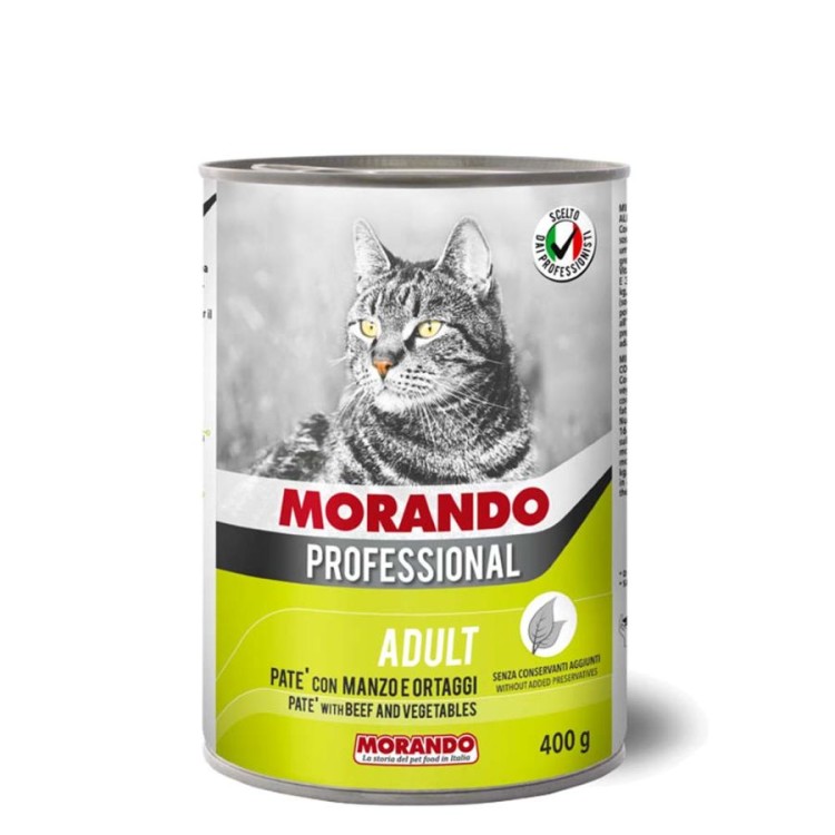 MORANDO PROFESSIONAL ADULT CAT WET FOOD ΒΟΔΙΝΟ ΚΑΙ ΛΑΧΑΝΙΚΑ ΠΑΤΕ 400gr