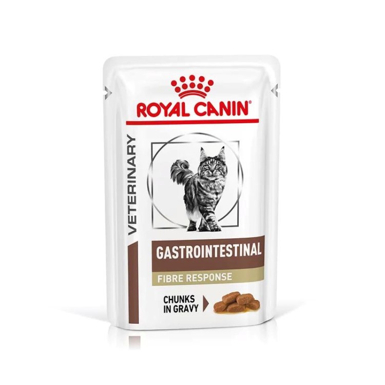 ROYAL CANIN VETERINARY DIET GASTROINTESTINAL FIBRE RESPONSE ADULT CAT CHUNKS IN GRAVY POUCH 12x85gr