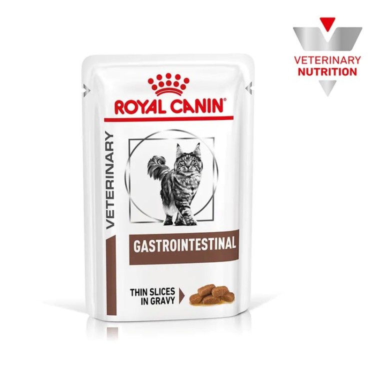 ROYAL CANIN VETERINARY DIET GASTROINTESTINAL ADULT CAT THIN SLICES IN GRAVY POUCH 12x85gr