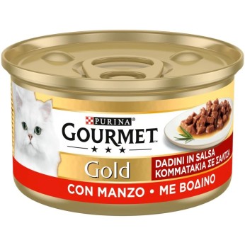PURINA GOURMET GOLD ADULT CAT WET FOOD KOMMATAKIA ΒΟΔΙΝΟ ΣΕ ΣΑΛΤΣΑ 85gr