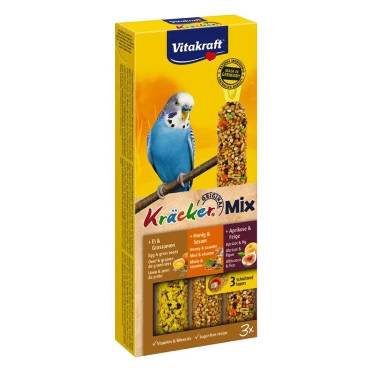 VITAKRAFT KRACKER TRIO ΓΙΑ ΠΑΠΑΓΑΛΑΚΙΑ ΜΕ ΣΟΥΣΑΜΙ ΒΟΤΑΝΑ ΦΡΟΥΤΑ ΛΑΧΑΝΙΚΑ 3pcs