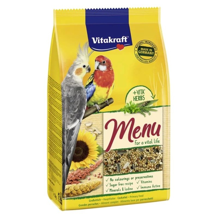 VITAKRAFT PREMIUM MENU VITAL ΤΡΟΦΗ ΓΙΑ ΠΑΠΑΓΑΛΟΥΣ COCKATIEL ΚΑΙ ΑΜΑΖΟΝΙΟΥ 1kg