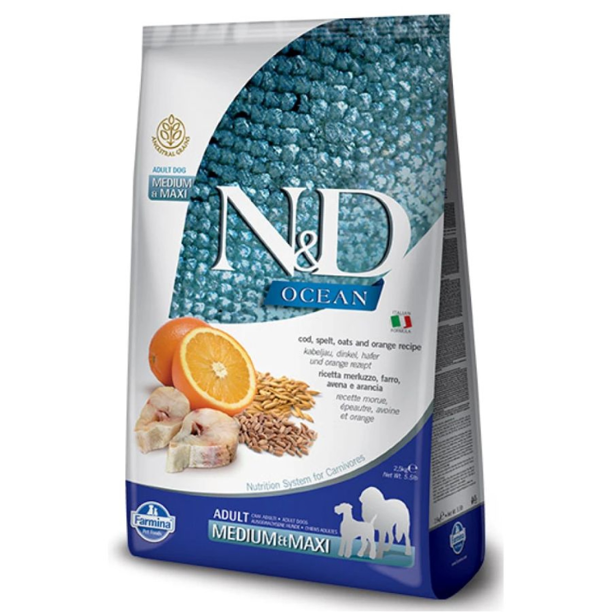 ND OCEAN LOW GRAIN COD AND ORANGE ADULT MEDIUM MAXI 12kg
