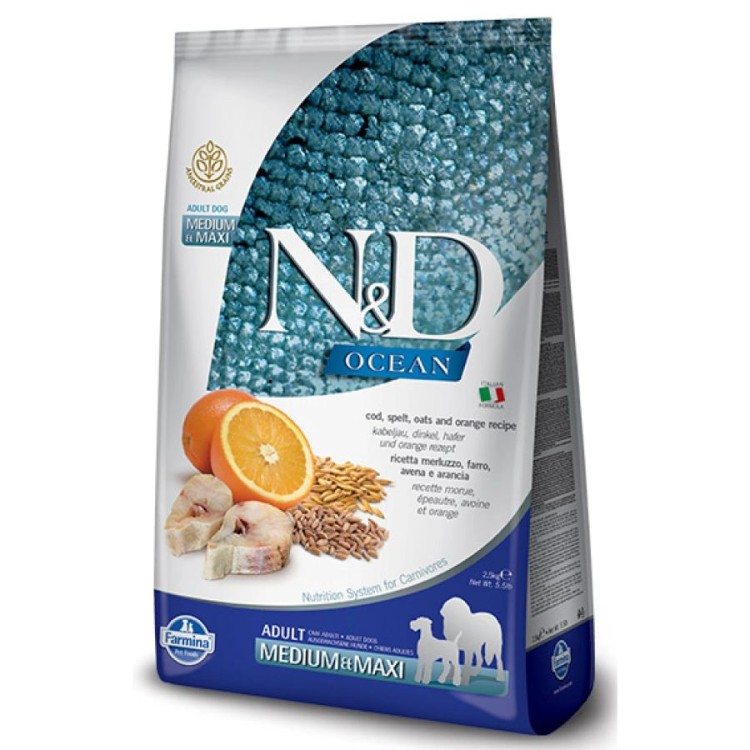 ND OCEAN LOW GRAIN COD AND ORANGE ADULT MEDIUM MAXI 2.5kg