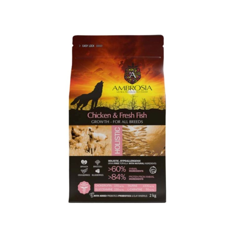 AMBROSIA GRAIN FREE PUPPY DOG GROWTH CHICKEN AND FRESH FISH 2kg