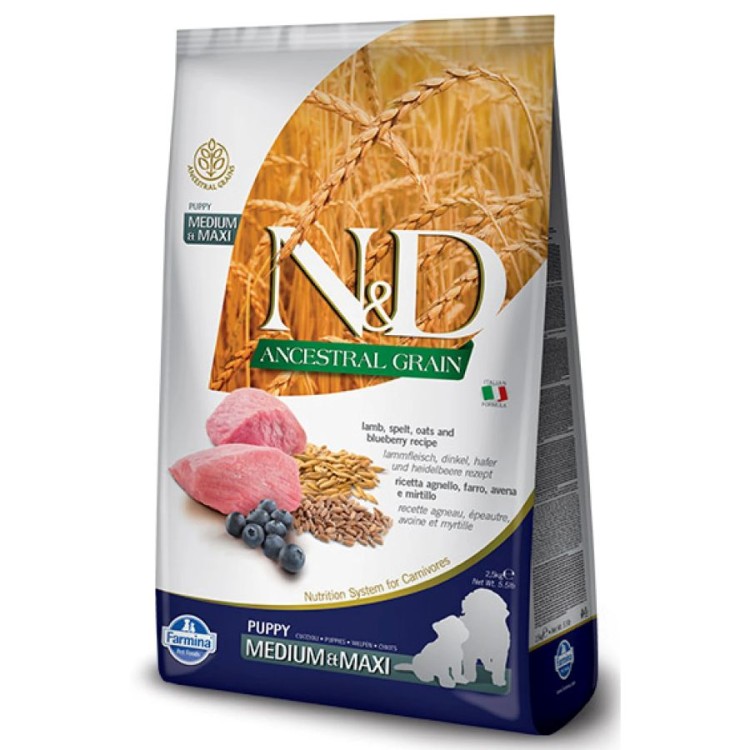 ND LOW GRAIN LAMB AND BLUEBERRY PUPPY MEDIUM MAXI 2.5kg