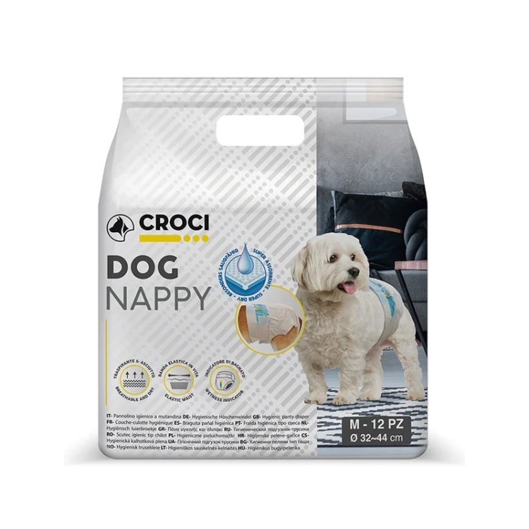 CROCI NAPPY ΠΑΝΑ ΒΡΑΚΑΚΙ ΣΚΥΛΟΥ MEDIUM 32-44cm 12pcs