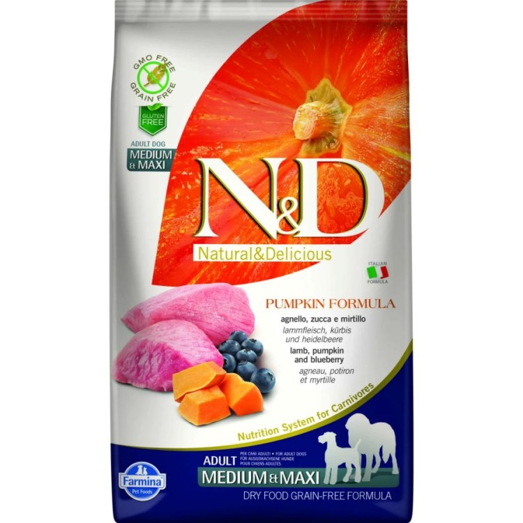 ND GRAIN FREE PUMPKIN LAMP AND BLUEBERRY ADULT MEDIUM MAXI 12kg ND GRAIN FREE PUMPKIN LAMP AND BLUEBERRY ADULT MEDIUM MAXI 12kg