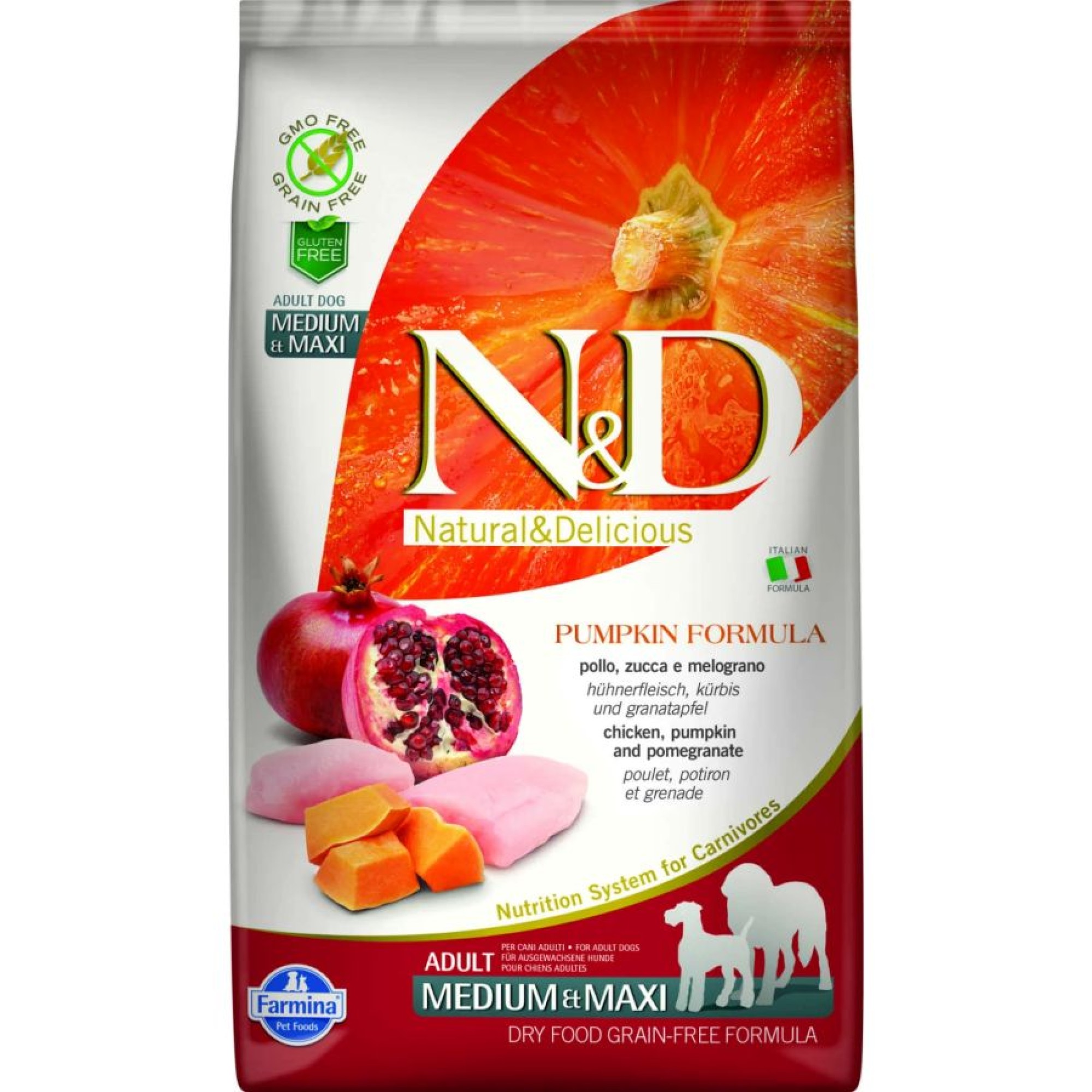 ND GRAIN FREE PUMPKIN CHICKEN AND POMEGRANATE ADULT MEDIUM MAXI 12kg