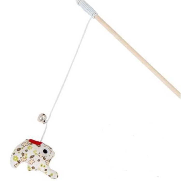 PET CAMELOT ΠΑΙΧΝΙΔΙ ΓΑΤΑΣ ΞΥΛΙΝΟ STICK ΚΑΙ ΥΦΑΣΜΑΤΙΝΟ ΕΛΕΦΑΝΤΑΚΙ ΜΕ CATNIP 40cm