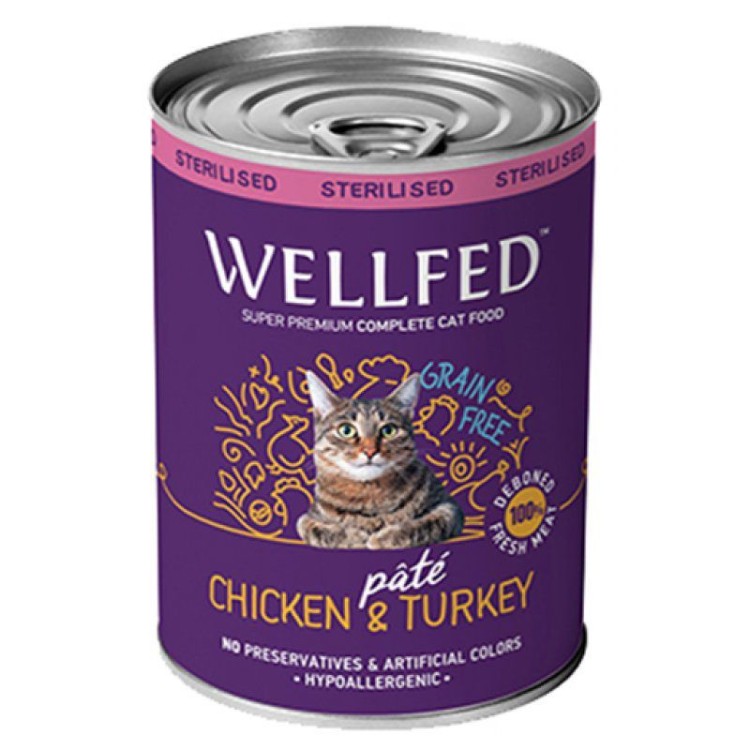 WELLFED STERILISED ADULT CAT WET FOOD PATE ΚΟΤΟΠΟΥΛΟ KAI ΓΑΛΟΠΟΥΛΑ 400gr WELLFED STERILISED ADULT CAT WET FOOD PATE ΚΟΤΟΠΟΥΛΟ KAI ΓΑΛΟΠΟΥΛΑ 400gr