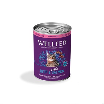 WELLFED STERILISED ADULT CAT ΠΑΤΕ ΣΟΛΟΜΟΣ ΚΑΙ ΜΟΣΧΑΡΙ  400gr