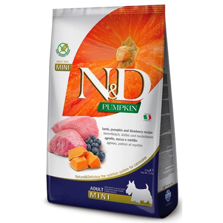 ND GRAIN FREE PUMPKIN LAMB AND BLUEBERRY ADULT MINI 2.5kg ND GRAIN FREE PUMPKIN LAMB AND BLUEBERRY ADULT MINI 2.5kg