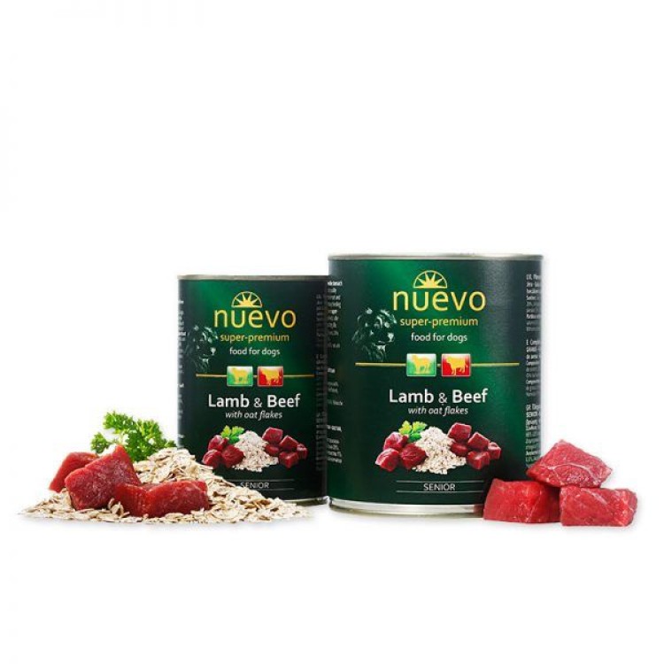 NUEVO SUPER PREMIUM SENIOR DOG WET FOOD ΑΡΝΙ ΜΟΣΧΑΡΙ  ΚΑΙ ΒΡΩΜΗ 800gr