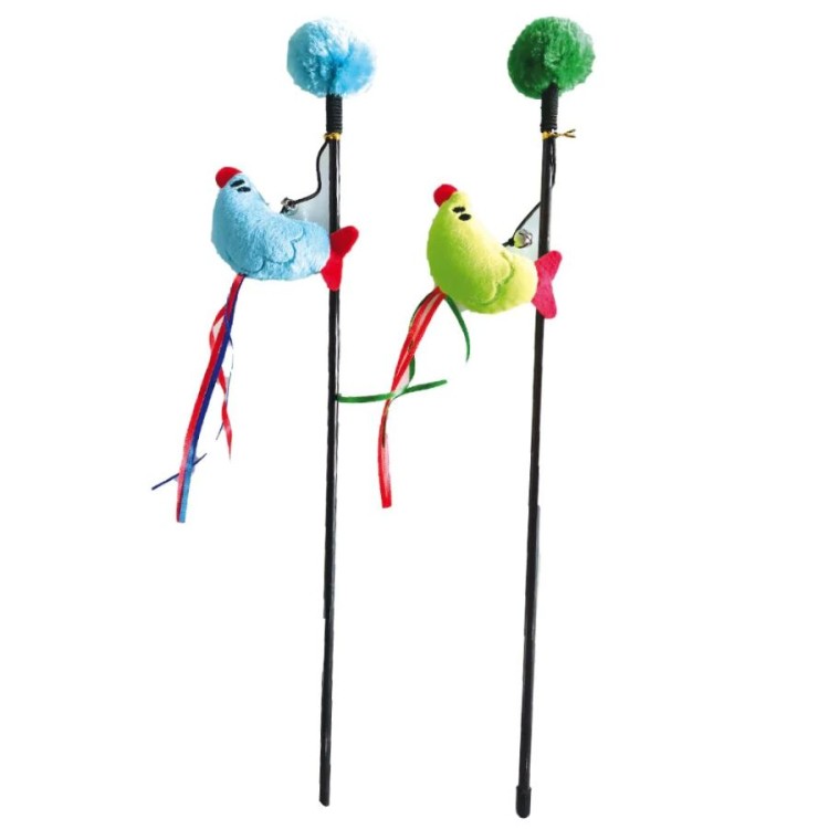 CROCI CAT TOY STICK BIRD MIX 45cm