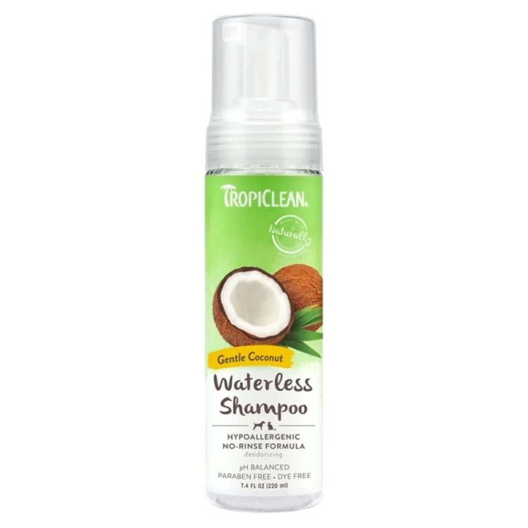 TROPICLEAN WATERLESS SHAMPOO HYPOALLERGENIC GENTLE COCONUT FOR DOGS AND CATS 220ml