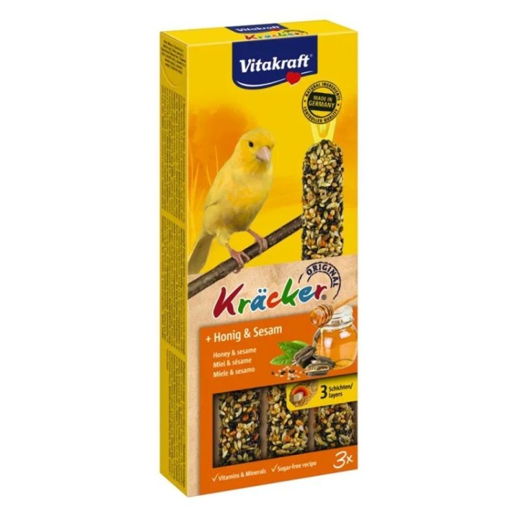 VITAKRAFT KRACKER TRIO ΓΙΑ ΚΑΝΑΡΙΝΙΑ ΜΕ ΑΥΓΟ ΜΕΛΙ ΚΑΙ ΣΟΥΣΑΜΙ 3τμχ