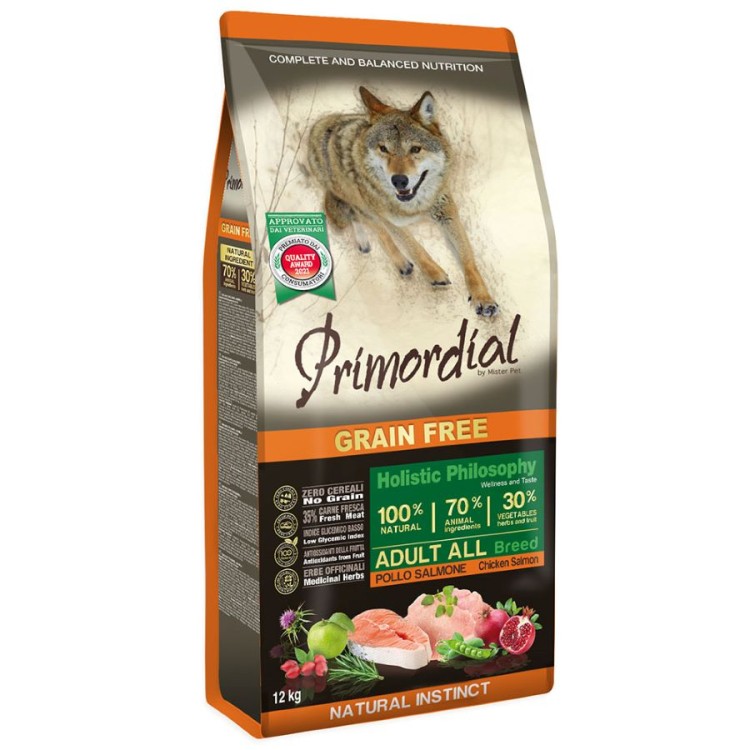 PRIMORDIAL GRAIN FREE HOLLISTIC ADULT DOG CHICKEN SALMON 12kg
