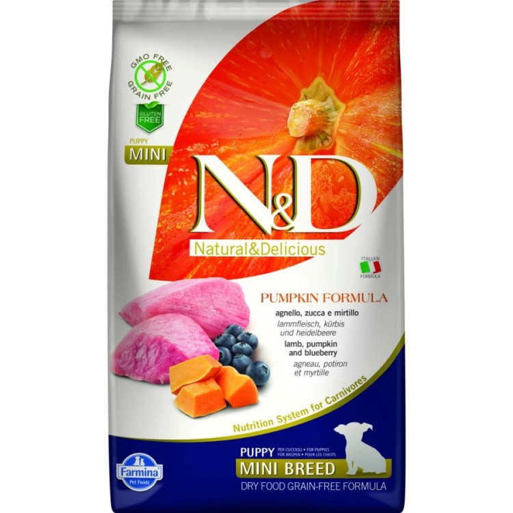 ND GRAIN FREE PUMPKIN LAMB AND BLUEBERRY PUPPY MINI 7kg