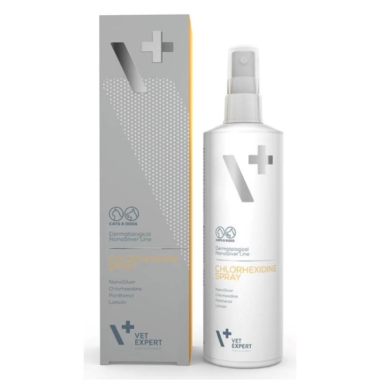 VETEXPERT CHLORHEXIDINE ΑΝΤΙΣΗΠΤΙΚΟ ΚΑΙ ΚΑΤΑΠΡΑΥΝΤΙΚΟ ΔΕΡΜΑΤΙΚΟ ΣΠΡΕΙ ΣΚΥΛΟΥ ΚΑΙ ΓΑΤΑΣ 100ml