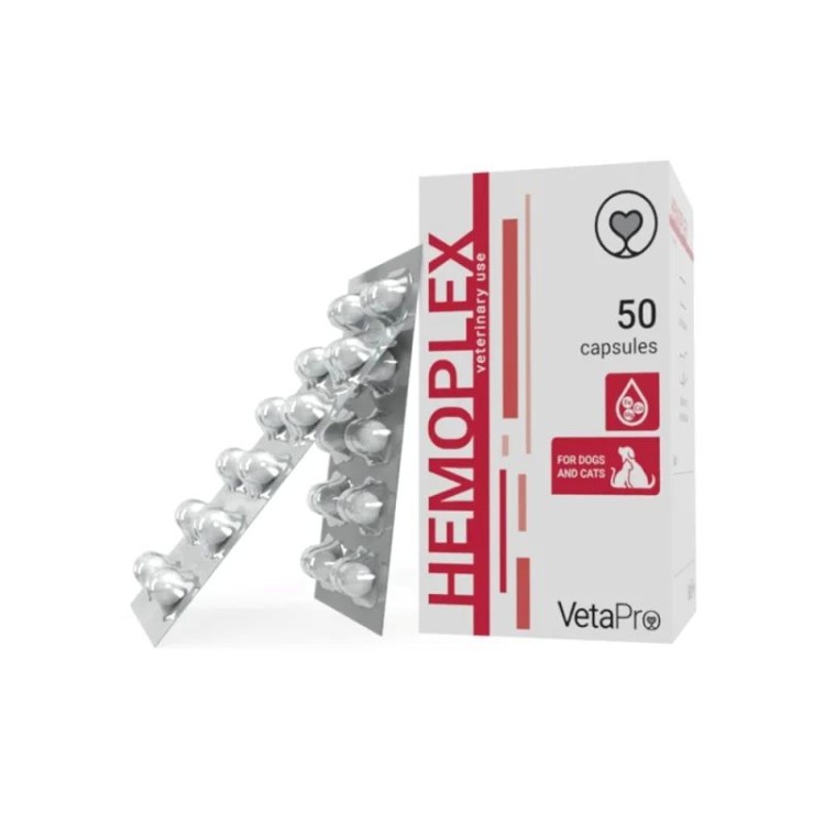 VETA PRO HEMOPLEX ΣΥΜΠΛΗΡΩΜΑ ΔΙΑΤΡΟΦΗΣ ΓΙΑ ΑΝΤΙΜΕΤΩΠΙΣΗ ΑΝΑΙΜΙΑΣ ΣΕ ΣΚΥΛΟ ΚΑΙ ΓΑΤΑ 50 ΚΑΨΟΥΛΕΣ