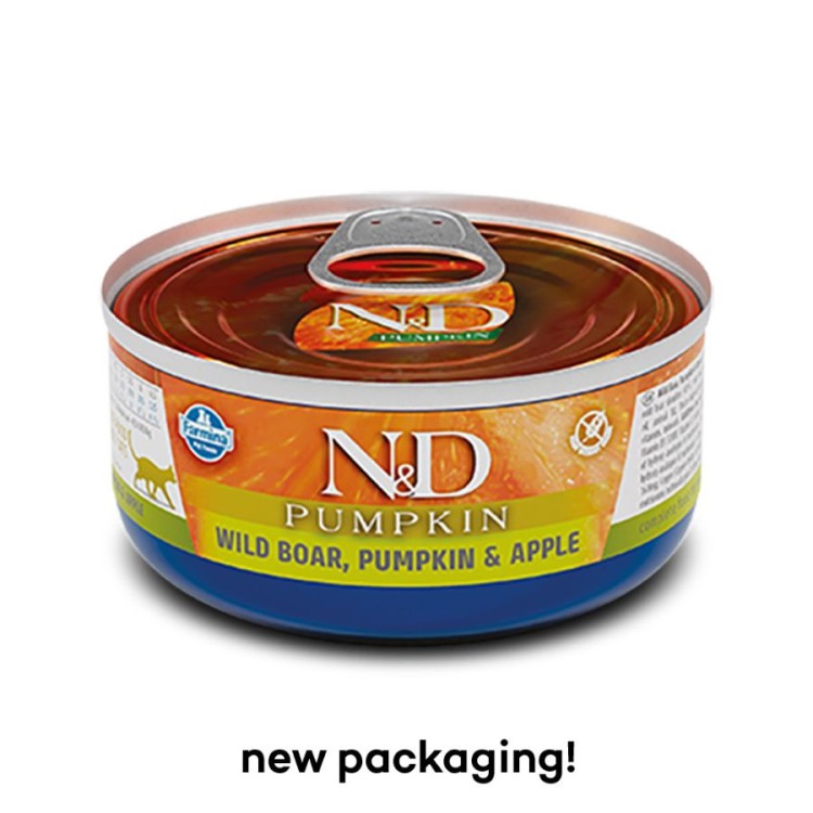 ND PUMPKIN ADULT CAT WET FOOD ΑΓΡΙΟΓΟΥΡΟΥΝΟ ΚΑΙ ΜΗΛΟ 70gr