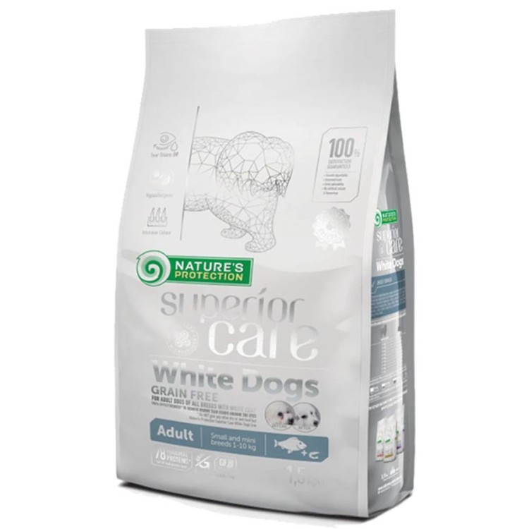 NATURES PROTECTION SUPERIOR CARE GRAIN GREE WHITE ADULT MINI SMALL DOGS WHITE FISH AND KRILL 1,5KG