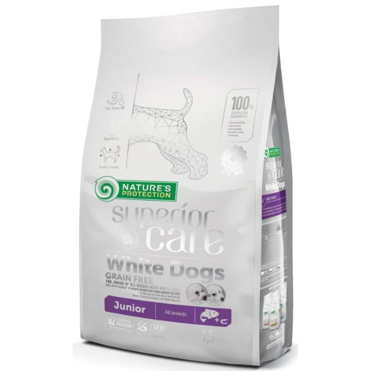 NATURE'S PROTECTION WHITE DOG JUNIOR WHITE FISH AND KRILL 1,5KG