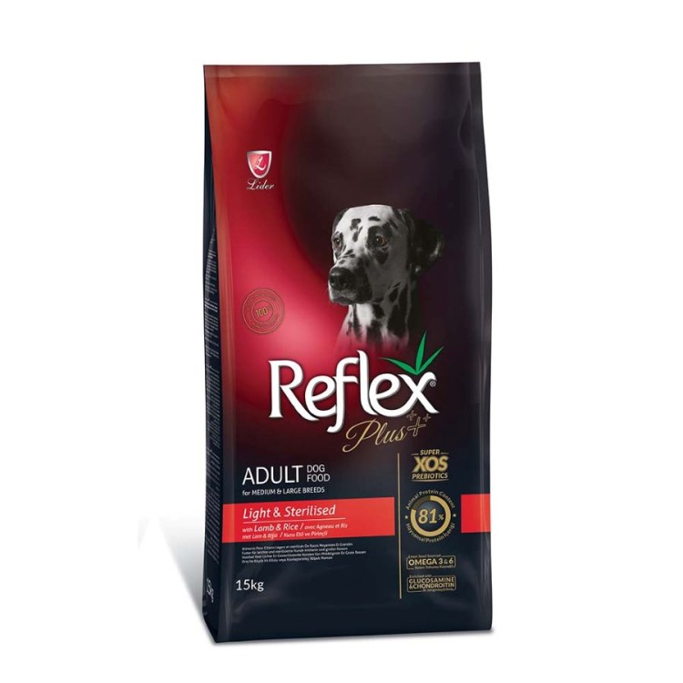 REFLEX PLUS ADULT DOG MEDIUM LARGE STERILISED LIGHT ΑΡΝΙ ΚΑΙ ΡΥΖΙ 15kg