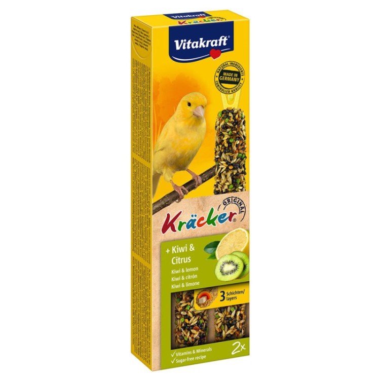VITAKRAFT KRACKER DUO ΓΙΑ ΚΑΝΑΡΙΝΙΑ ΑΚΤΙΝΙΔΙΟ ΚΑΙ ΛΕΜΟΝΙ 2τμχ 60gr
