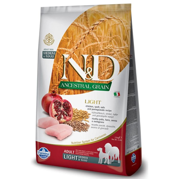 ND LOW GRAIN CHICKEN AND POMEGRANATE LIGHT ADULT MEDIUM MAXI 2.5kg