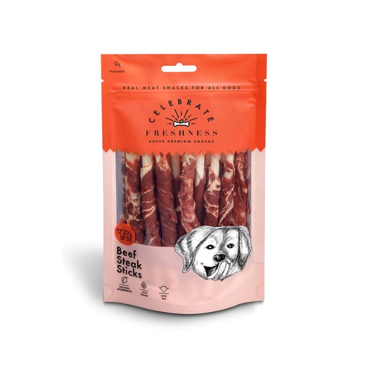 CELEBRATE FRESHNESS STEAK STICKS ΛΙΧΟΥΔΙΕΣ ΣΚΥΛΟΥ ΒΟΔΙΝΟ 100gr CELEBRATE FRESHNESS STEAK STICKS ΛΙΧΟΥΔΙΕΣ ΣΚΥΛΟΥ ΒΟΔΙΝΟ 100gr