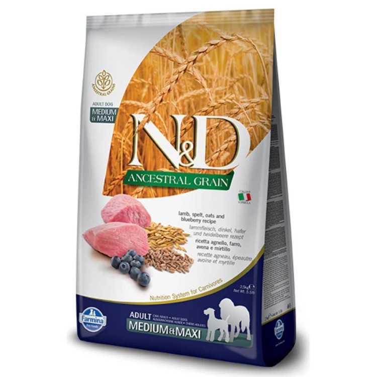 ND LOW GRAIN LAMB AND BLUEBERRY ADULT MEDIUM MAXI 2.5kg