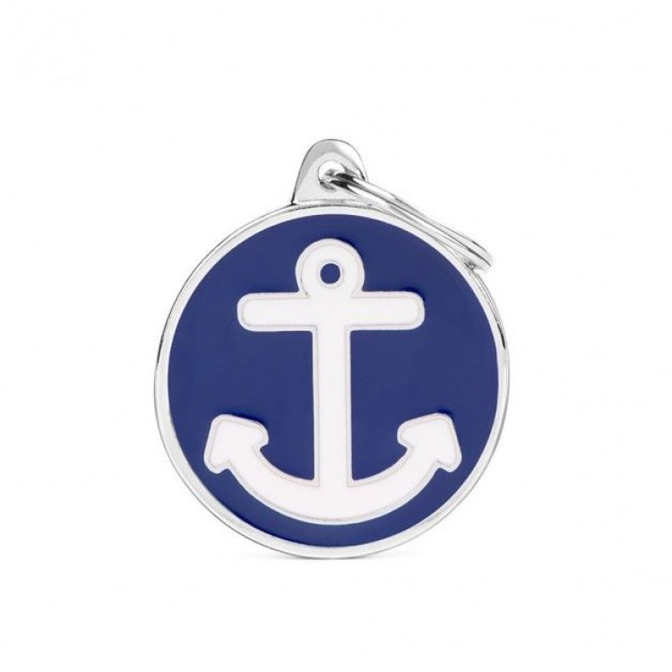 MY FAMILY CHARMS BIG ΤΑΥΤΟΤΗΤΑ ΣΚΥΛΟΥ ΚΥΚΛΟΣ ΑΓΚΥΡΑ ΜΠΛΕ ΛΕΥΚΟ