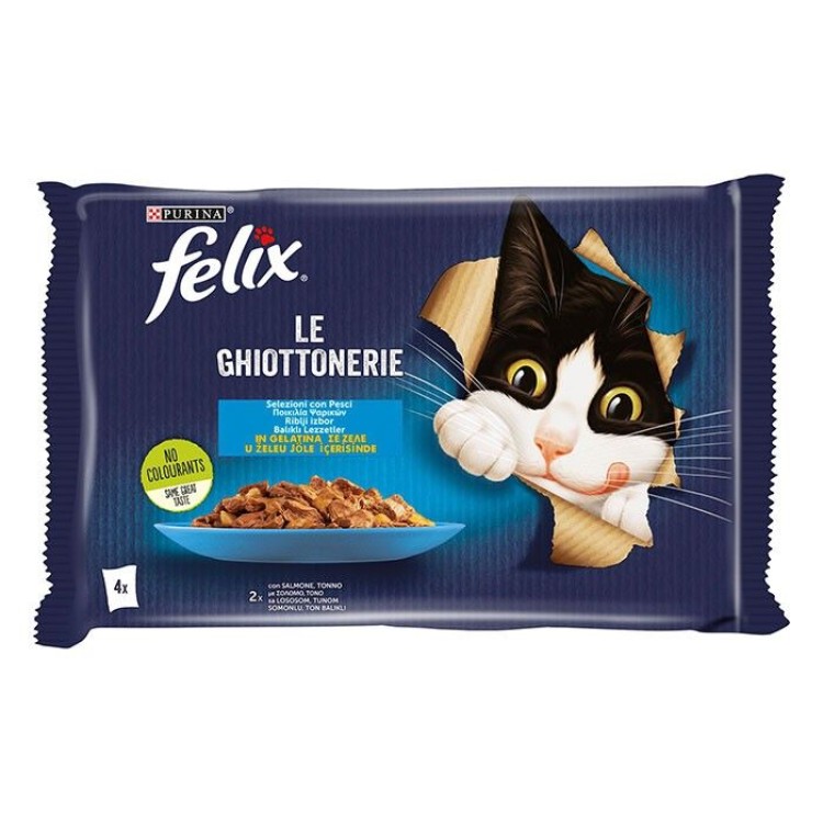 FELIX AGAIL ADULT CAT WET FOOD ΠΟΙΚΙΛΙΑ ΕΞΟΧΗΣ ΣΟΛΟΜΟΣ KAI ΤΟΝΟΣ ΣΕ ΖΕΛΕ 4pcs x 85gr