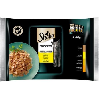 SHEBA DELICATEZZE ADULT CAT WET FOOD POUCH ΕΠΙΛΕΓΜΕΝΑ ΠΟΥΛΕΡΙΚΑ ΣΕ ΣΑΛΤΣΑ 4x85gr
