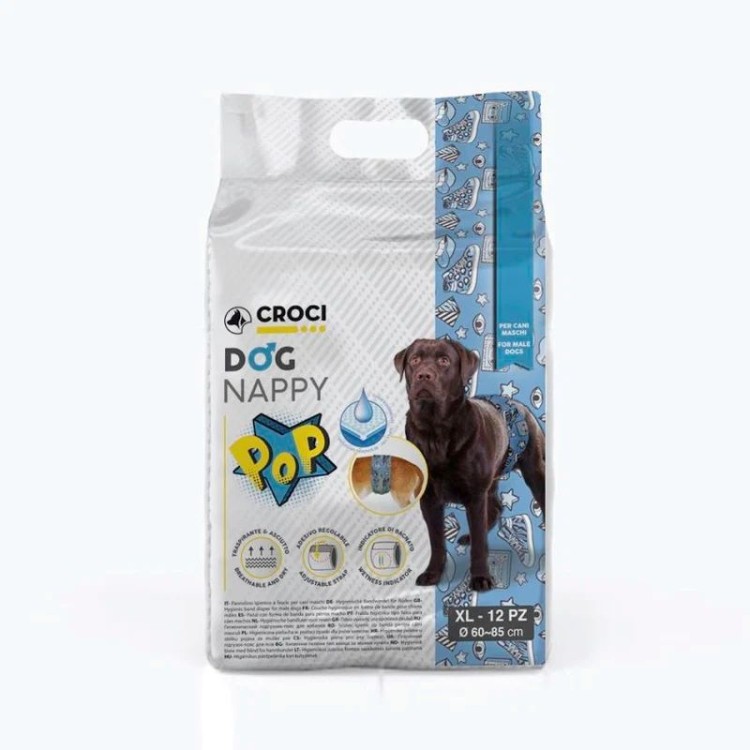 CROCI NAPPY POP MALE WRAP ΦΑΣΑ ΑΡΣΕΝΙΚΟΥ ΣΚΥΛΟΥ XLARGE 60-85cm 12pcs