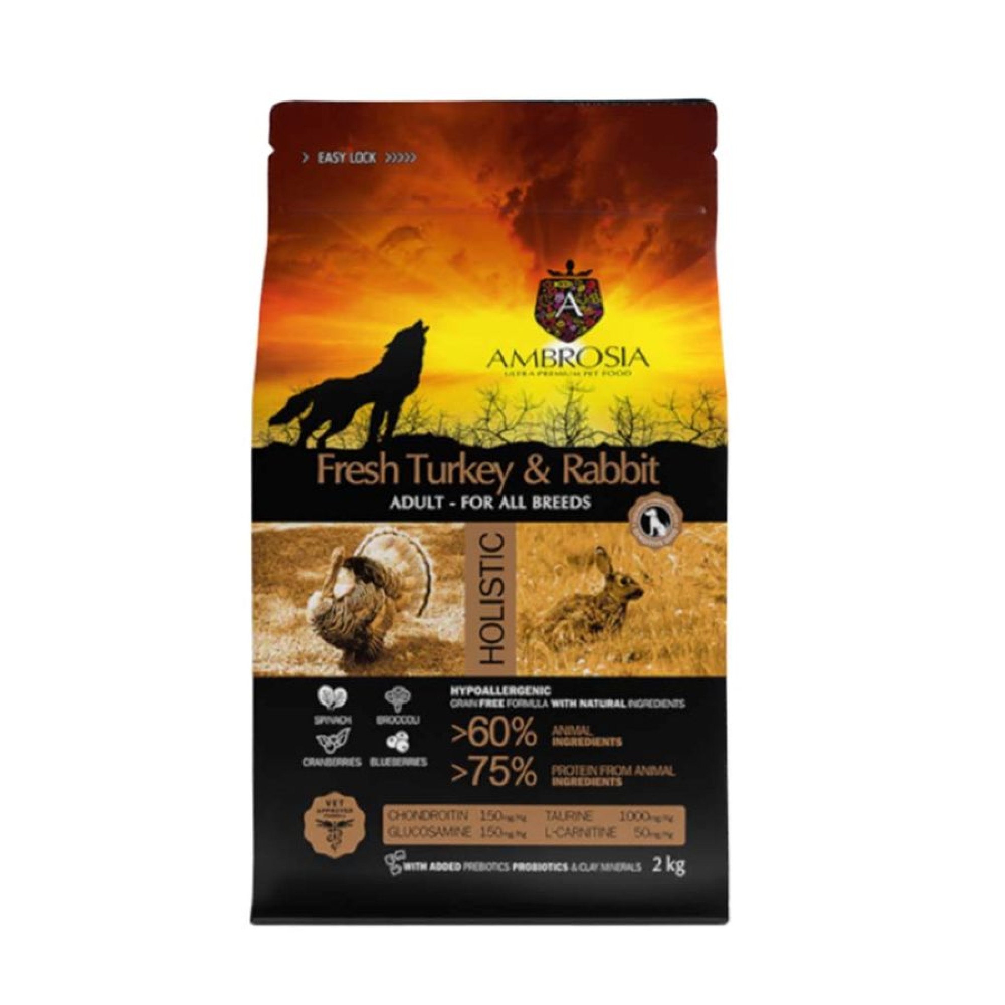 AMBROSIA GRAIN FREE ADULT DOG SENSITIVE ALL BREEDS TURKEY AND RABBIT 2kg