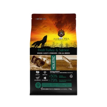 AMBROSIA GRAIN FREE SENIOR DOG LIGHT STERILIZED ALL BREEDS FRESH TURKEY AND SALMON 2kg