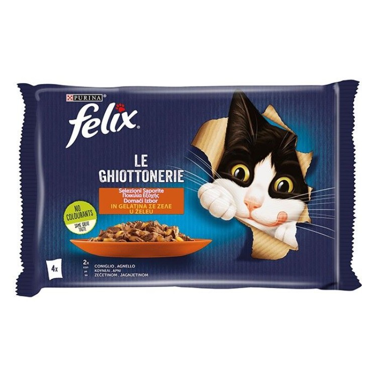 FELIX AGAIL ADULT CAT WET FOOD ΠΟΙΚΙΛΙΑ ΕΞΟΧΗΣ ΚΟΥΝΕΛΙ KAI ΑΡΝΙ ΣΕ ΖΕΛΕ 85gr x 4pcs