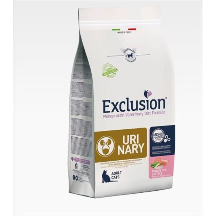 EXCLUSION VETERINARY DIET URINARY ADULT CAT PORK PEA AND RICE 1.5kg