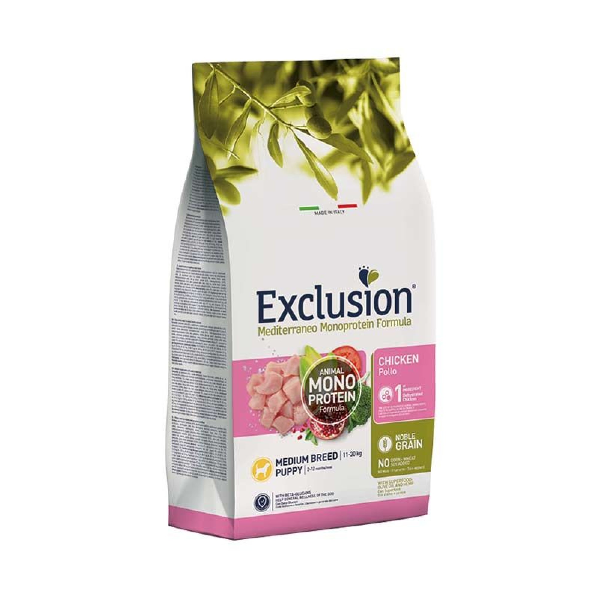 EXCLUSION MEDITERRANEO NOBLE GRAIN CHICKEN PUPPY DOG MEDIUM BREEDS 3kg