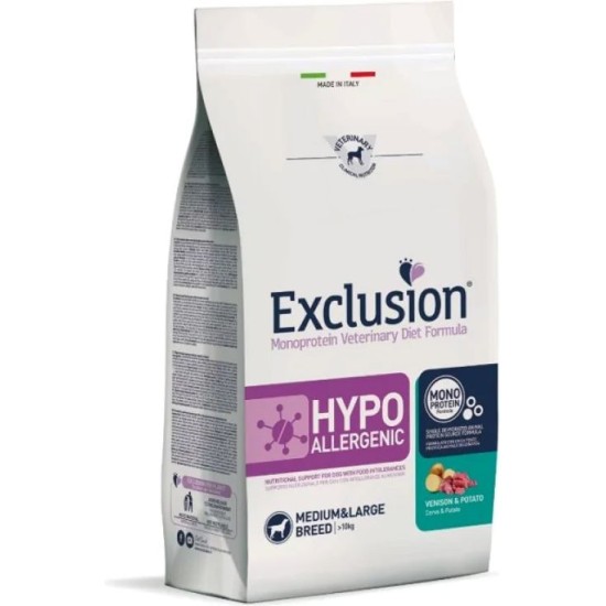 EXCLUSION VETERINARY DIET HYPOALLERGENIC VENISON AND POTATO ADULT DOG MEDIUM LARGE BREED 2kg