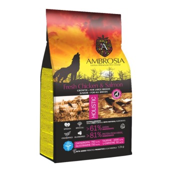 AMBROSIA GRAIN FREE DOG GROWTH LARGE BREED CHICKEN AND SALMON 12kg