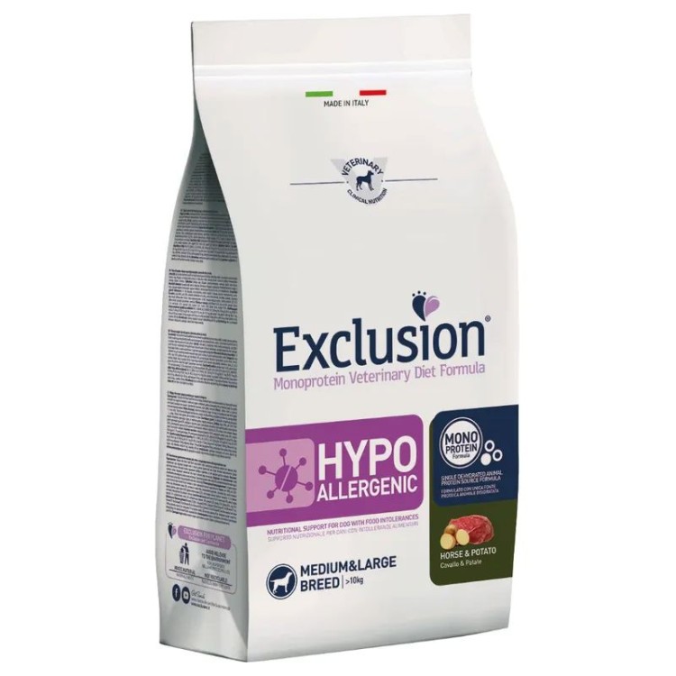 EXCLUSION VETERINARY DIET HYPOALLERGENIC HORSE AND POTATO ADULT DOG MEDIUM LARGE BREED 12kg