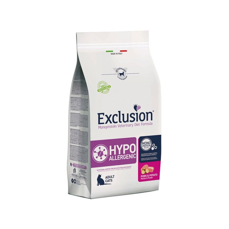 EXCLUSION VETERINARY DIET HYPOALLERGENIC ADULT CAT PORK AND POTATO 1.5kg
