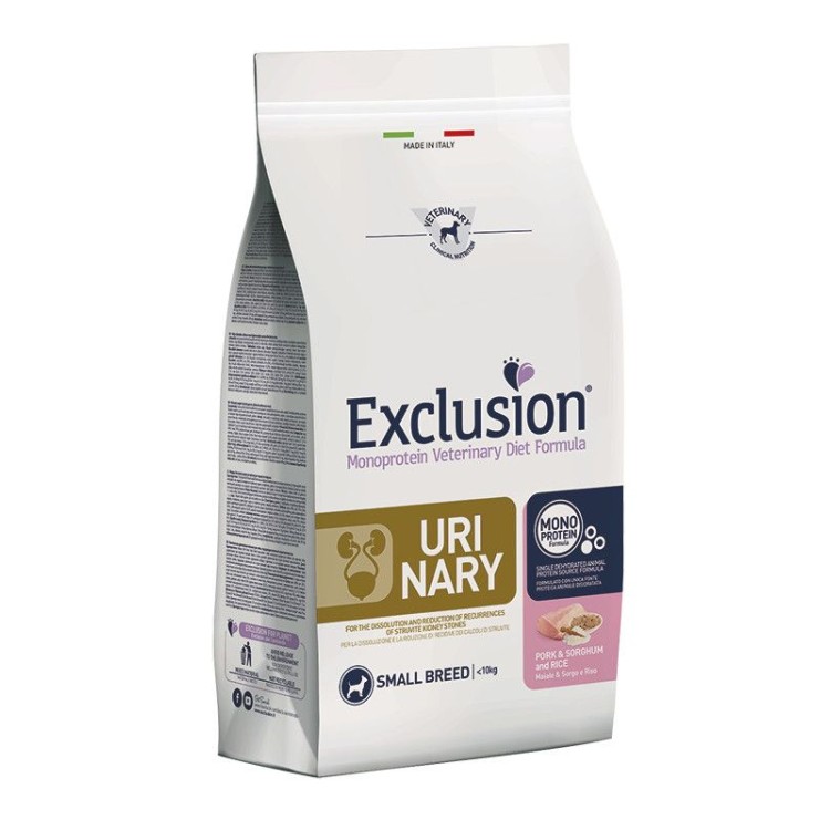 EXCLUSION VETERINARY DIET URINARY PORK SORGHUM AND RICE ADULT DOG SMALL BREEDS 2kg