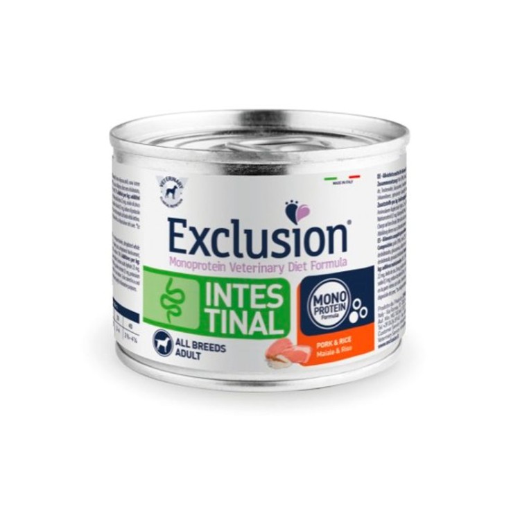 EXCLUSION VETERINARY DIET INTESTINAL ADULT DOG ALL BREEDS PORK AND RICE CAN 200gr