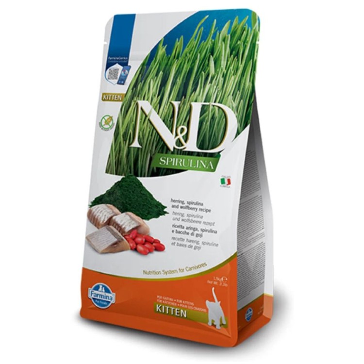 ND GRAIN FREE SPIRULINA HERRING AND WOLFBERRY KITTEN 1.5kg
