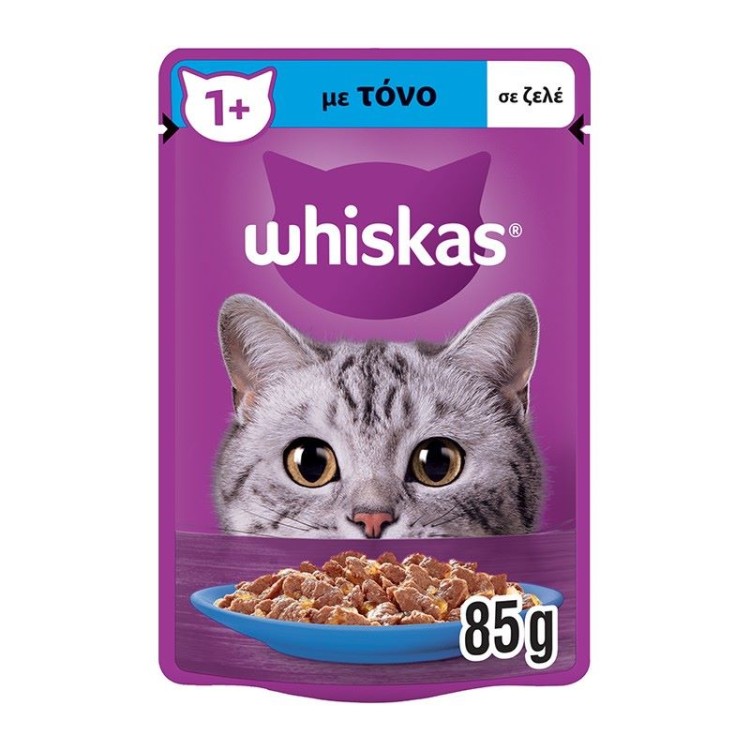 WHISKAS ADULT CAT WET FOOD POUCH ΤΟΝΟΣ ΣΕ ΖΕΛΕ 85gr